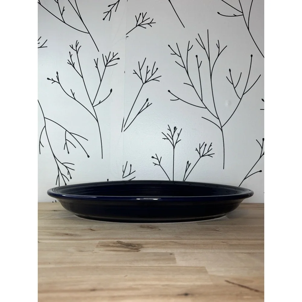 Fiesta Homer Laughlin Dark Blue Oval‎ Ceramic Platter 13 3/8